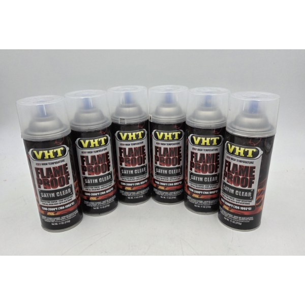 Six Brand New 13.5oz VHT Flame Proof High Temp Spray Paint In Satin Clear