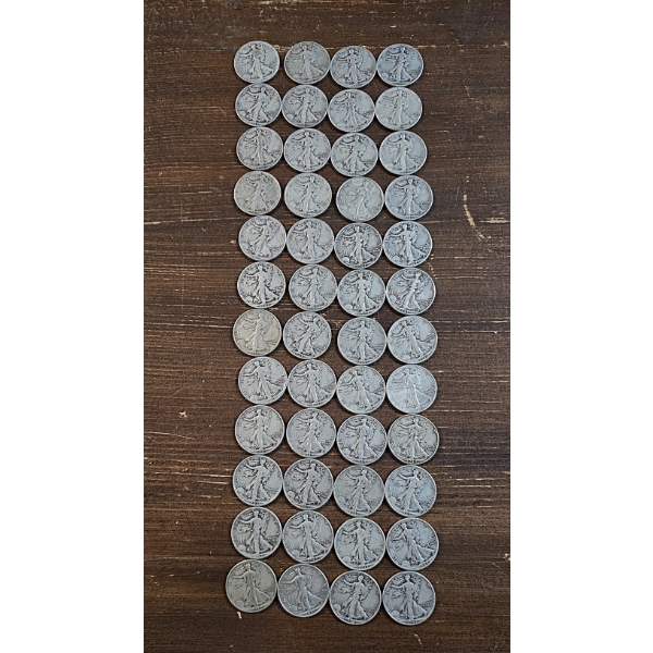 90% Silver Walking Liberty Half Dollars - $24 FV