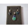 Image 1 : Sterling Silver Southwestern-Style Inlay Pendant & Earrings TW: 4.4g