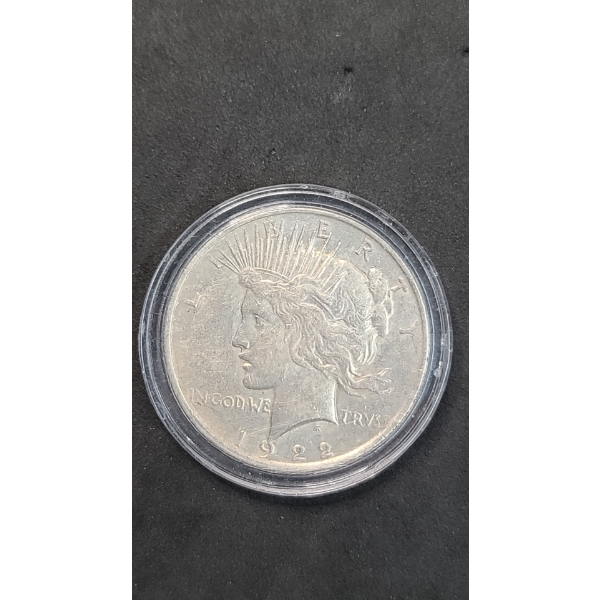United States 1922 90% Silver Peace Dollar In Coin Capsule