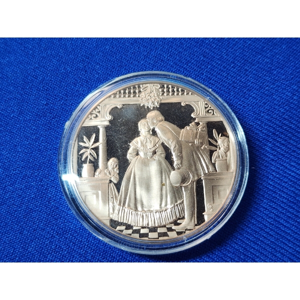 Franklin Mint 1979 "Under the Mistletoe" Bronze Coin/Medal in Capsule
