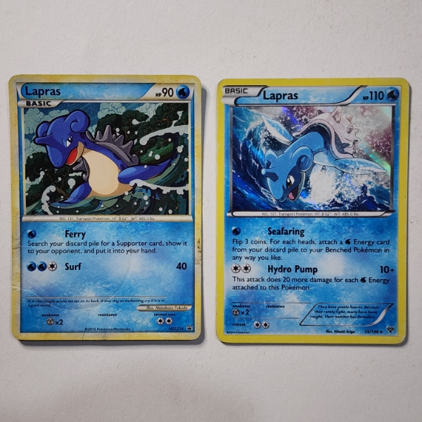 Two Vintage Holo Rare Lapras Pokemon Trading Cards 