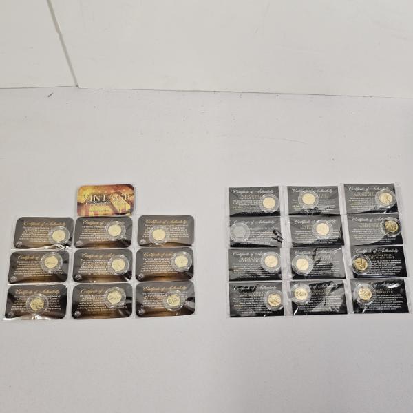 Assortment of Gold-Plated Wheat Cents with 1 Black Ruthenium Cent Coin FV: $.22 