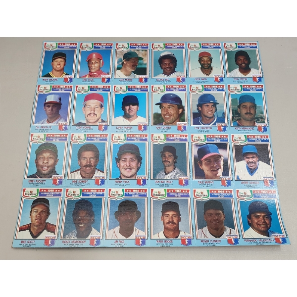1988 Chef Boyardee Baseball Collector's Edition Uncut Sheet of 24 Trading Cards