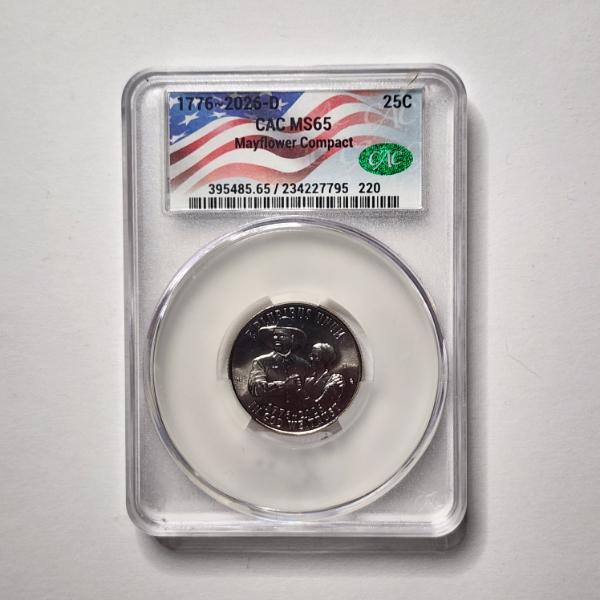CAC MS65 Graded 2026-D Mayflower Compact United States Quarter