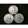 Image 1 : Three 90% Silver Franklin Half Dollars - $1.50 Face Value