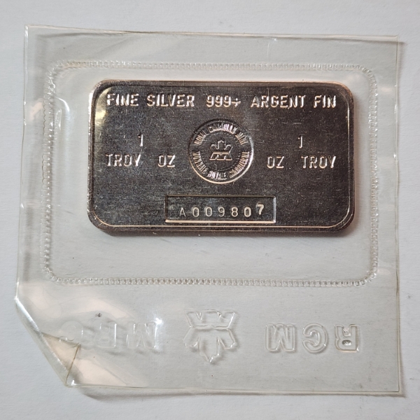 Royal Canadian Mint 1 Troy oz .999 Fine Silver Bar in Sealed Package