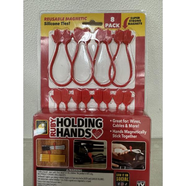 Brand New 8 Pack Of Ruby Holding Hands - Reusable Magnetic Silicone Ties - New In Box