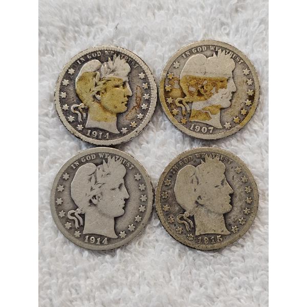 90% Silver United States Barber Quarter-Dollar Assortment - AFV: $1.00