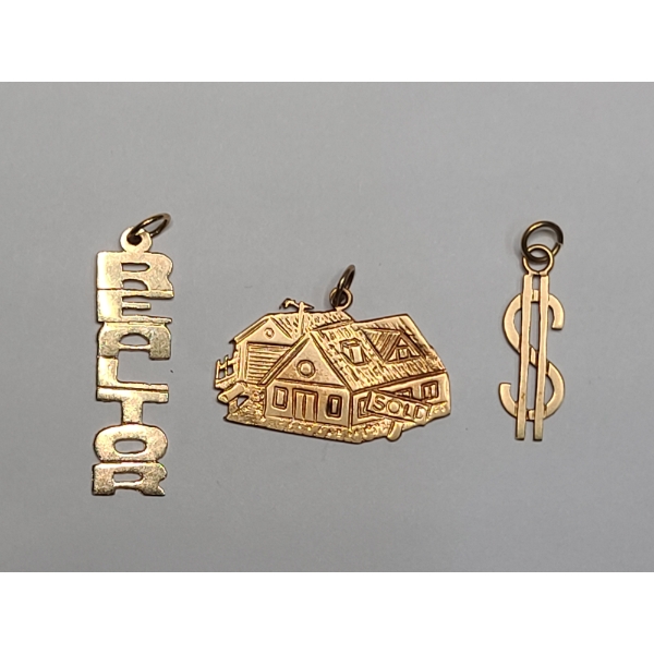 Collection Of 14K Yellow Gold Realty Themed Pendants - Total Weight: 6g