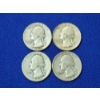 Image 1 : Lot of 4 Assorted Years United States Washington 90% Silver Quarters FV: $1.00