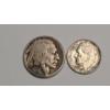 Image 2 : United States 1964 90% Silver Roosevelt Dime & 1925 Buffalo Nickel - Face Value: $0.15