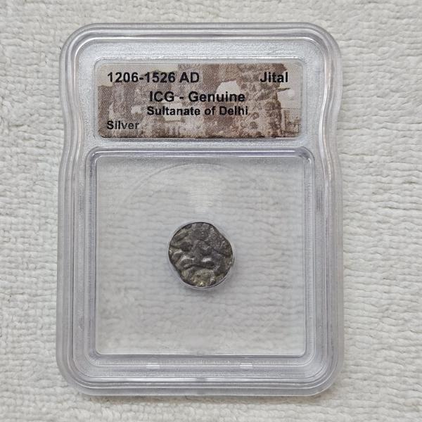 IGC Certified Genuine Medieval 1 Jital Billon Coin from the Delhi Sultanate