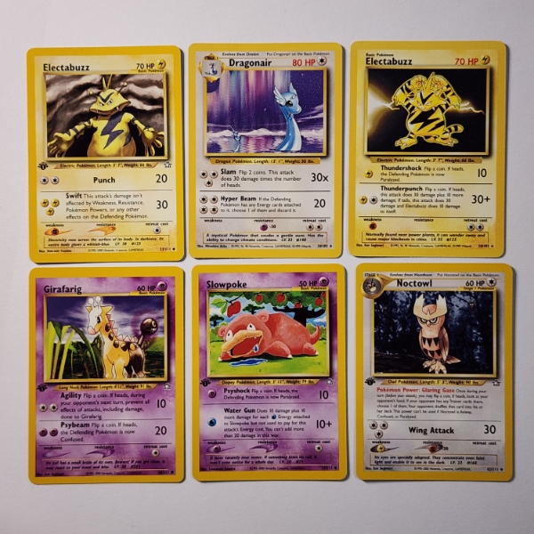 Six Assorted Vintage Pokemon Trading Cards Ft. Four Neo Genesis 1ST EDITION & Two Rares ~ NM