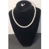 Image 1 : 14K White Gold Pearl Ring (Size 6) & Pearl Necklace With 14K White Gold Clasp - Ring Weight: 3.0g