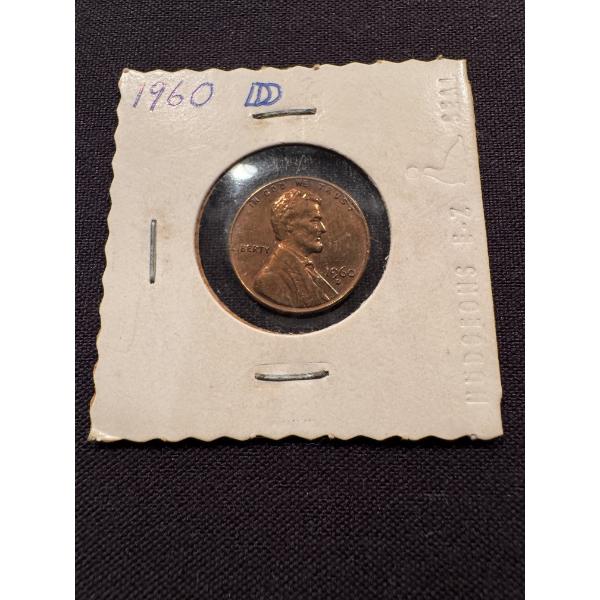 1960 Double D United States Lincoln Cent - Exceptional Condition - Error Coin