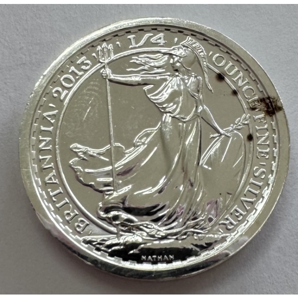 2013 1/4 Oz .999 Fine Silver Britannia Coin - Queen Elizabeth- Beautiful Condition!