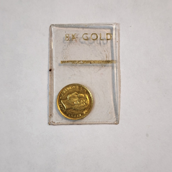 1871 8K Gold Miniature Spanish Amadeo I Replica Coin Token