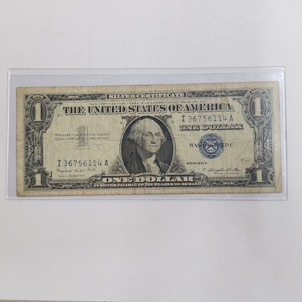 United States Series 1957 A Blue Seal Silver Certificate - in Holder 