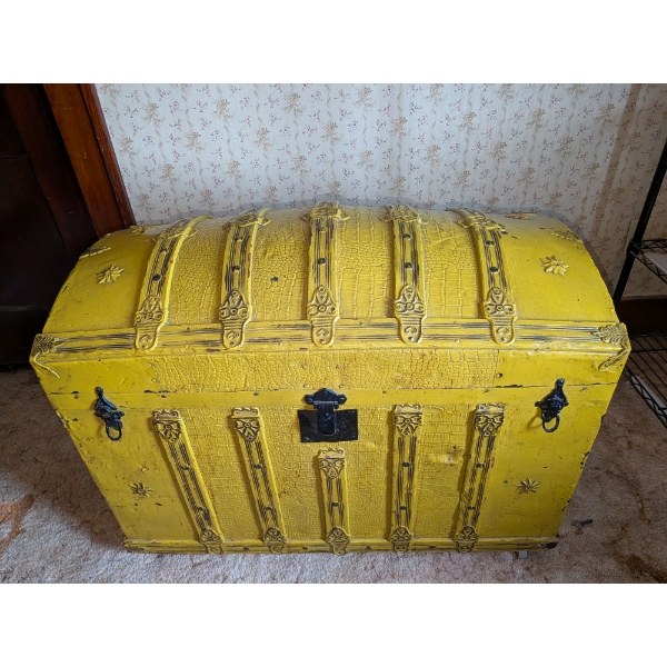Glorious Painted Yellow Trunk In Fantastic Condition