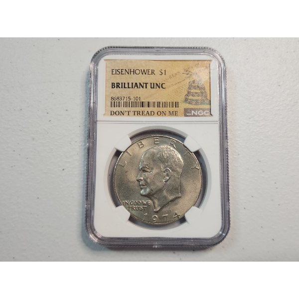 NGC Brilliant Uncirculated 1974 Eisenhower Dollar