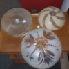 Image 1 : 3 Pc Antique 1920s Ceiling Globes - As Shown 12 1/2" - 11 1/2"  Desireable Designs Ex Condition