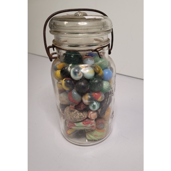 Large Jar Of Marbles and Rocks Ft. Several Pieces of Uranium Glass & UV Reactive Stones!