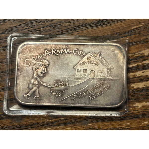 Coin-A-Rama City Hawthorne Calif. - 1 Ounce .999 Fine Silver Bar - 10th Year Anniversary
