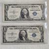 Image 1 : Two United States One Dollar Silver Certificates, Series 1935 E FV: $2.00