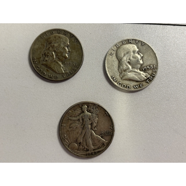 90% Silver Half Dollars - Liberty & Franklin Half Dollars - FV $1.50 - ASW: 0.3617oz each