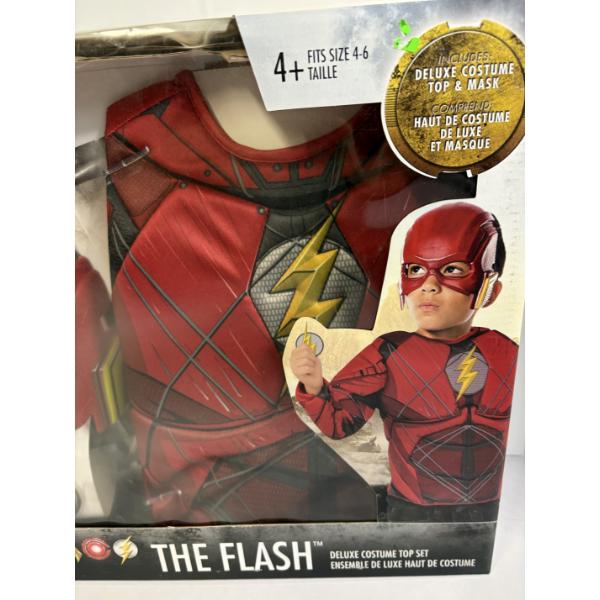 New in Box! Justice League Kids DC "The Flash" Deluxe Costume Top Set - Includes Top & Mask 