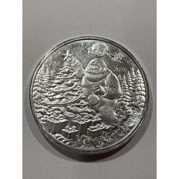 2026 The Abominable Snowman Christmas EARLY RELEASE .999 Fine Silver Troy Oz Round - Mint Condition