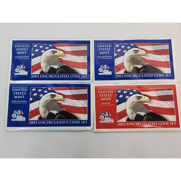4 - United States Uncirculated Coin Sets: x3 2003-P & 2003-D