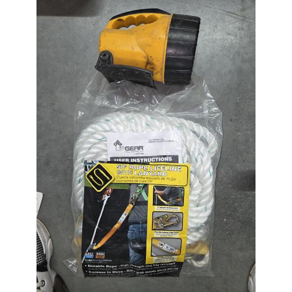 New 50 Ft. Rope & Lanyard And Heavy Duty Flashlight