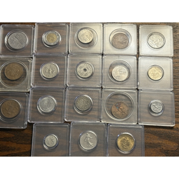 Foreign Coins - Mexico Centavos - Francs - Etat Francais - New Pence - Denmark - Brasil