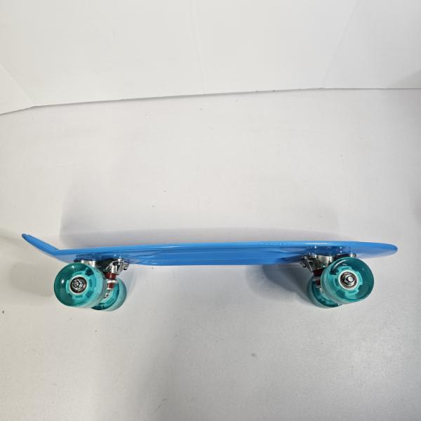 22" Blue Plastic Cruiser Skateboard With Teal Light Up LED Wheels