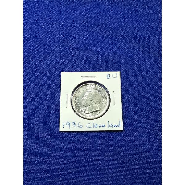 1936 Brilliant Uncirculated Cleveland Commemorative Silver Half Dollar - Excellent Coin!