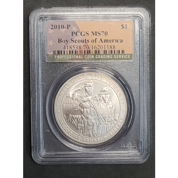 PCGS 2010-P Boy Scouts Of America MS70 Centennial 90% Silver Dollar 