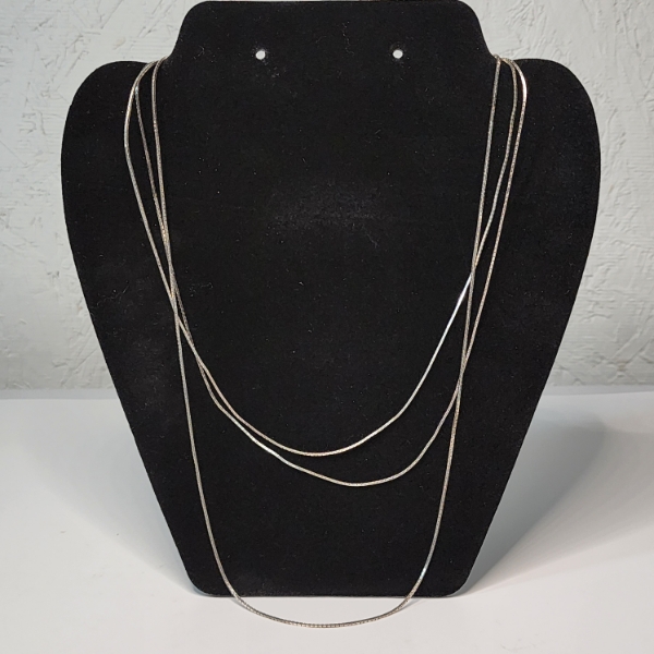 Three Sterling Silver Necklaces, Various Lengths, Total Weight: 11.8g