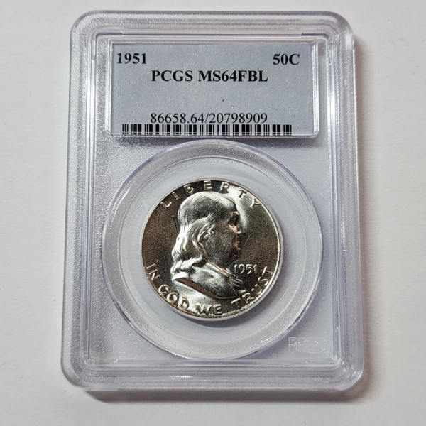 PCGS Graded MS64 FBL United States 1951 90% Silver Half Dollar 