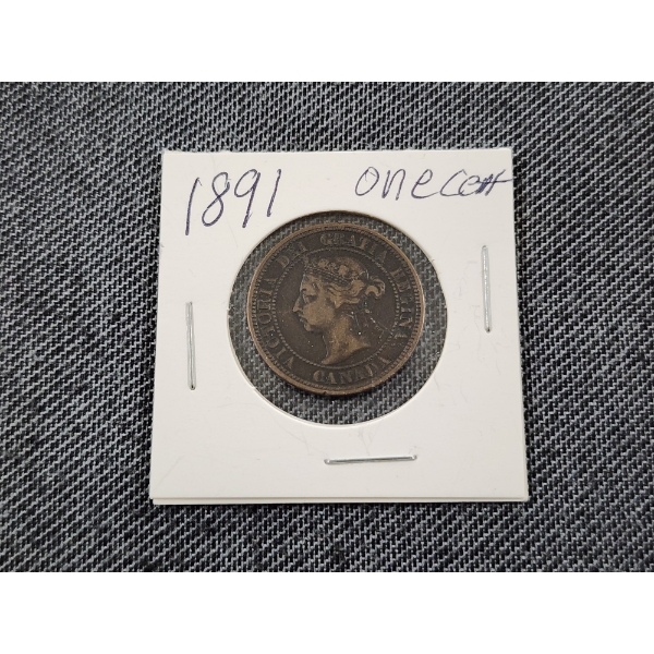1891 Canadian One Cent Coin in Great Condition! Over 100 Years Old!