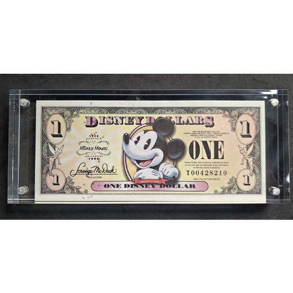 RARE Disney Dollar in High End Magnetic Case