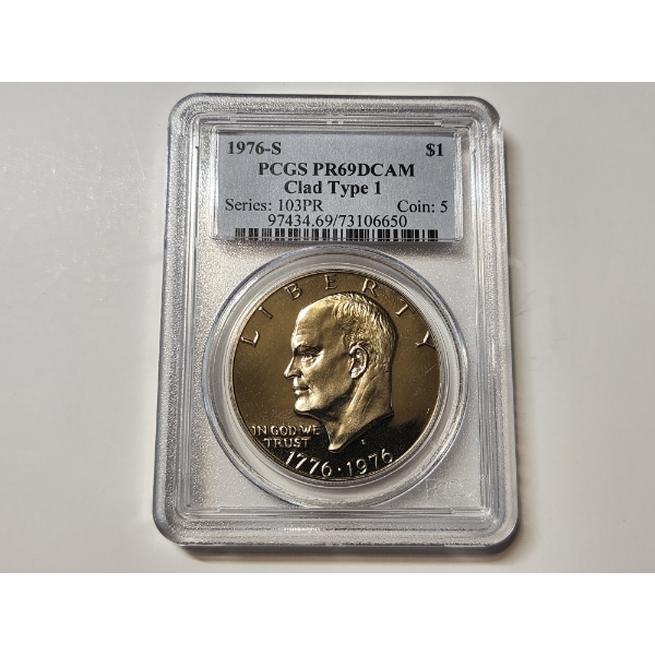 1976-S Eisenhower Dollar Clad Type 1 Graded PR 69 DCAM by PCGS