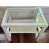 Image 1 : Glass Top White Side Table - 26x18x24