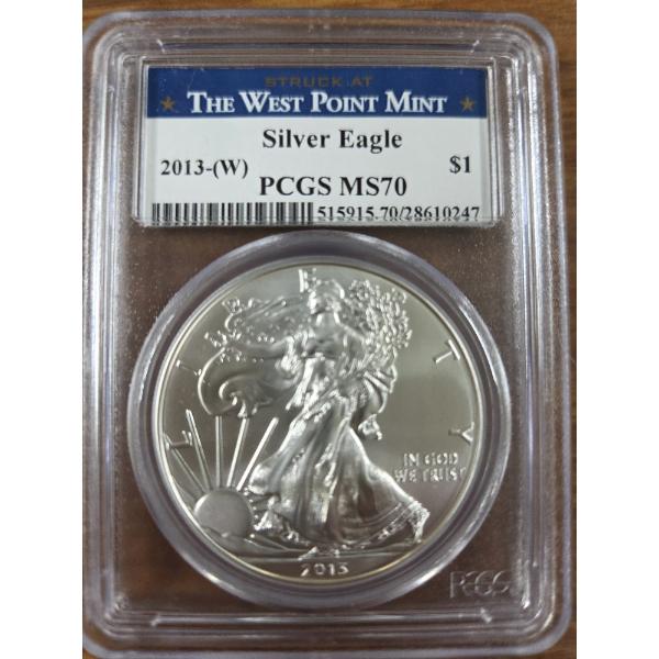 2013 The West Point Mint Silver Eagle PCGS MS70 999 Fine Silver Ounce