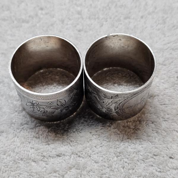 Antique Ornate Silver-Plated Napkin Rings - 149.6g