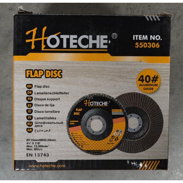 New! Hoteche Box Of Ten- #40 Aluminum Oxide 4 1/2''x7/8'' Flap Discs