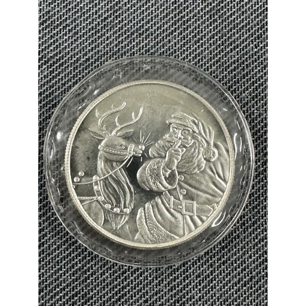 1oz .999 Silver 1996 Santa & Rudolph Round