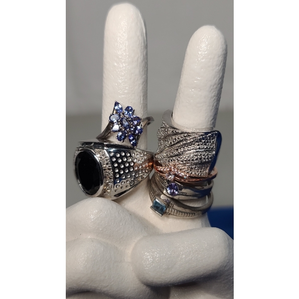 Assorted Men's & Women's Sterling Silver Rings - See Photos For Sizing -Total Weight: 37.4g