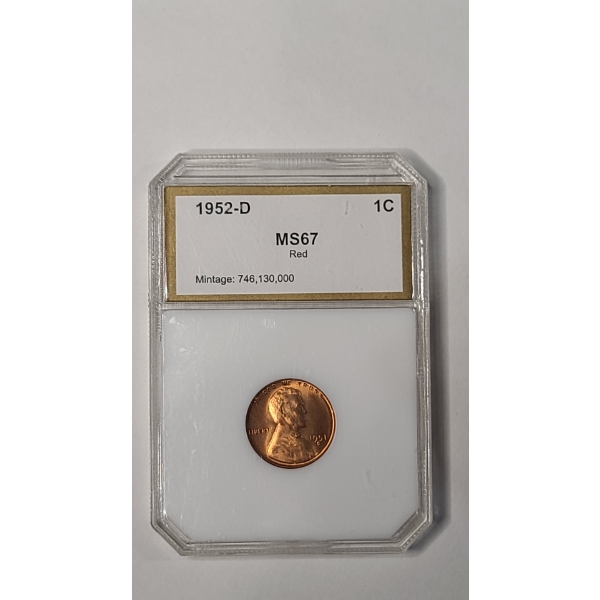 PCI 1952-D MS67 RED Lincoln Wheat Cent